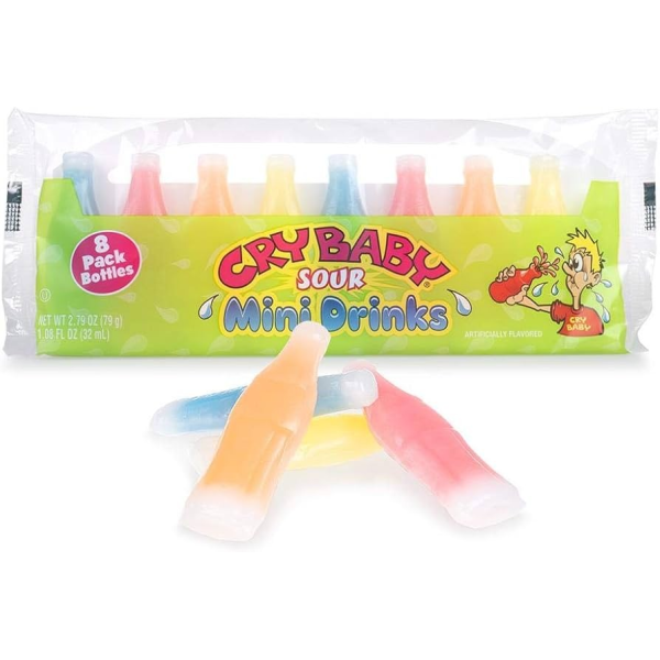 Cry Baby Wax Candy Bottles Sour 8 Pak