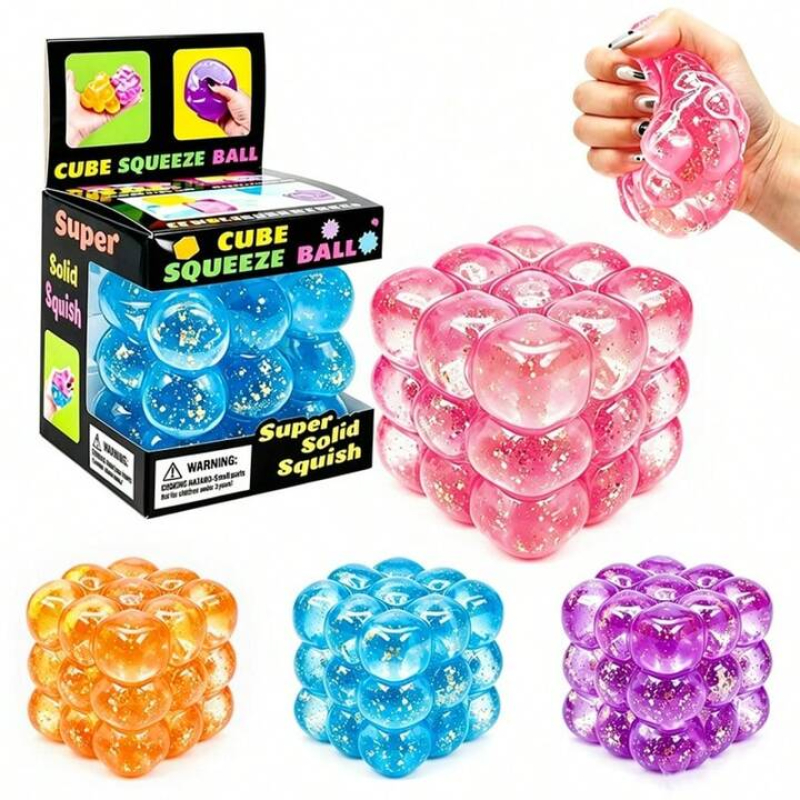 Cube Squeeze Ball Glitter 