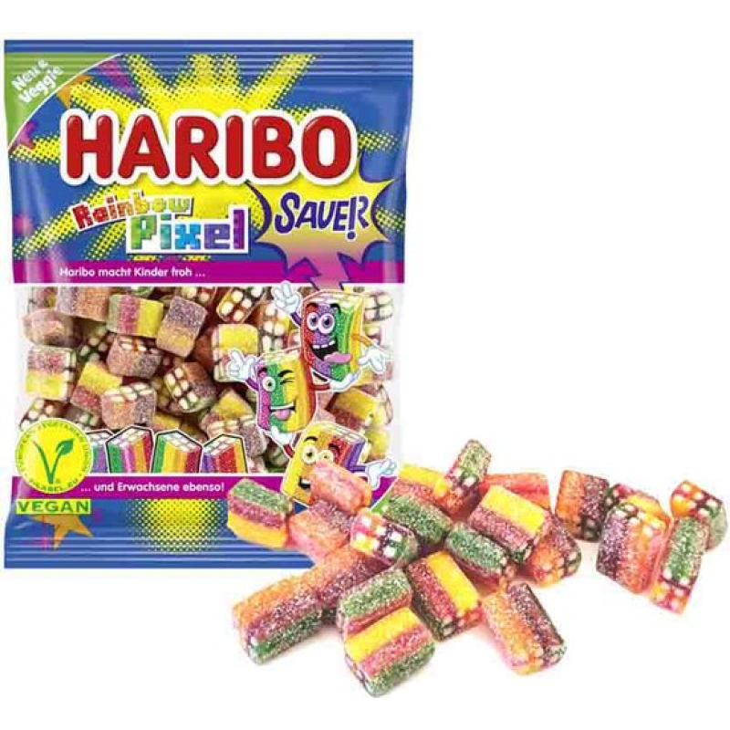 Haribo Rainbow Pixel FIZZ Zak 1 kilo Vegan (Halal)