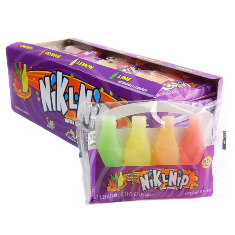 Nik L Nip Waxcandy Bottles Pakje inhoud 4 stuks (Doos 18 Pakjes)