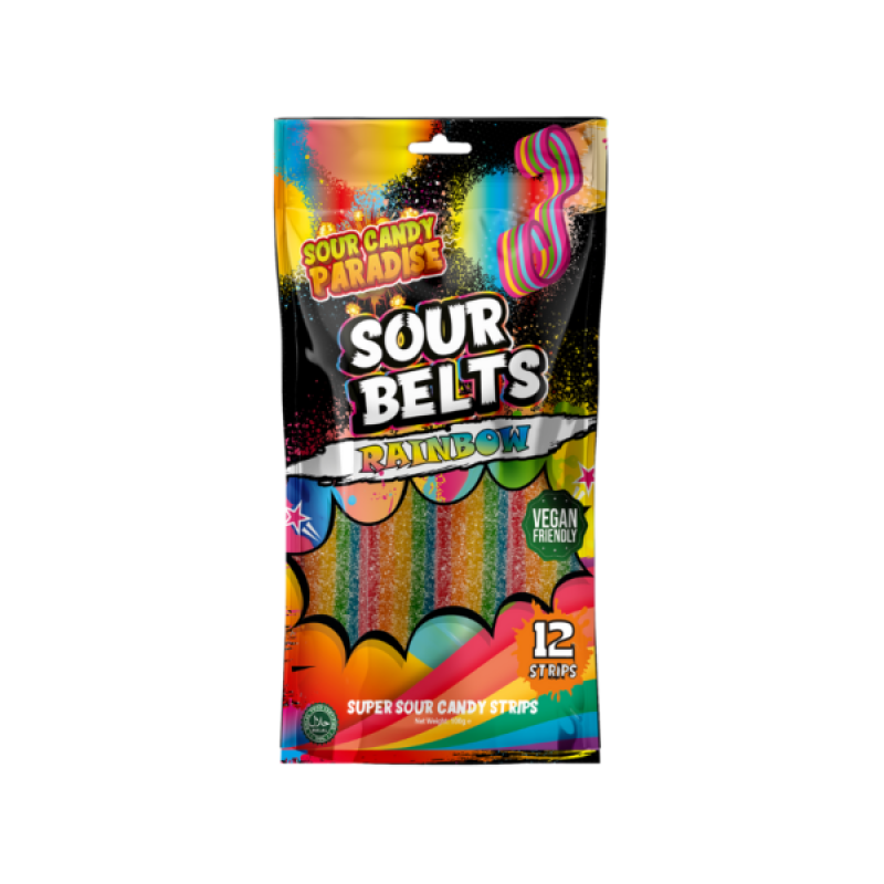 Sour Candy Paradise Sour Belts Rainbow (100 gram)