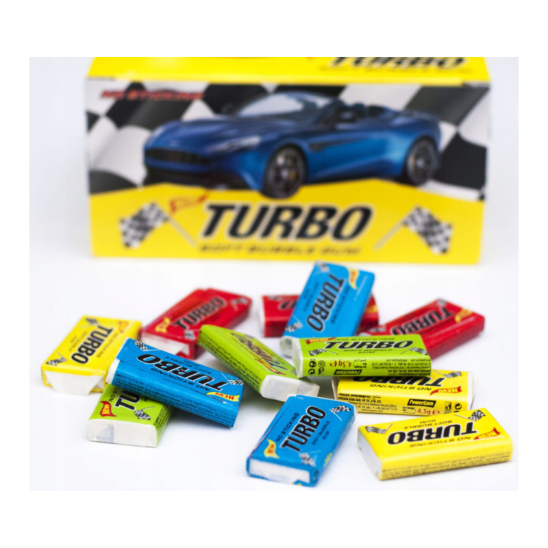 Turbo Soft Bubblegum Doosje inhoud 100 stuks.